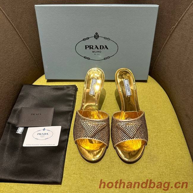 Prada High-heeled satin slides with crystals 93509-3