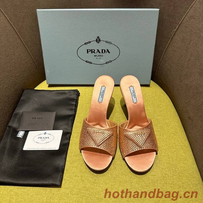 Prada High-heeled satin slides with crystals 93509-8