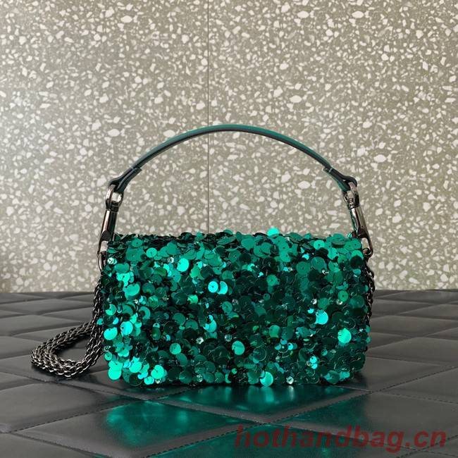 VALENTINO V-logo MINI LOCO sequin and leather bag WA0K53-3