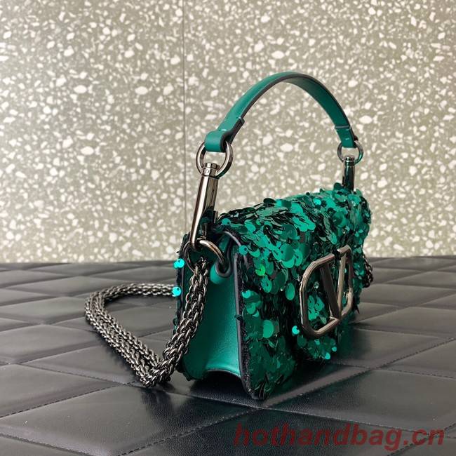 VALENTINO V-logo MINI LOCO sequin and leather bag WA0K53-3