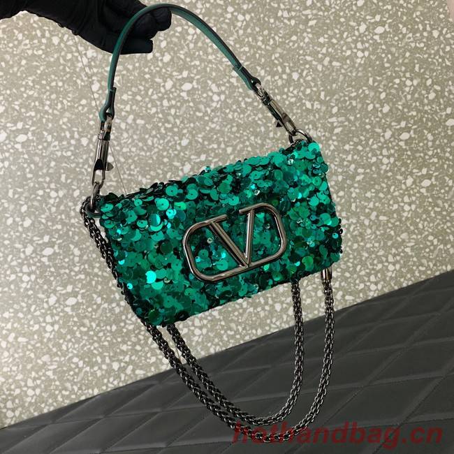 VALENTINO V-logo MINI LOCO sequin and leather bag WA0K53-3