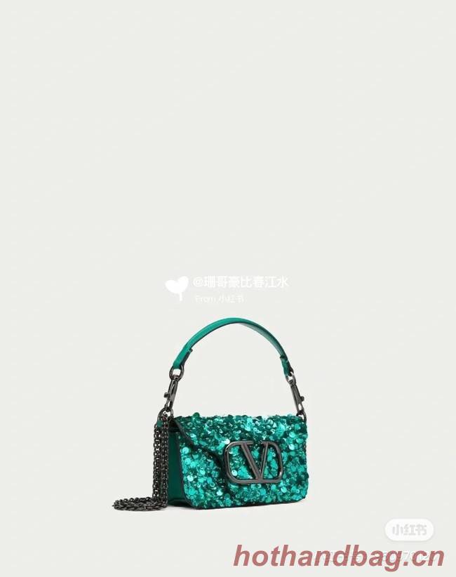 VALENTINO V-logo MINI LOCO sequin and leather bag WA0K53-3