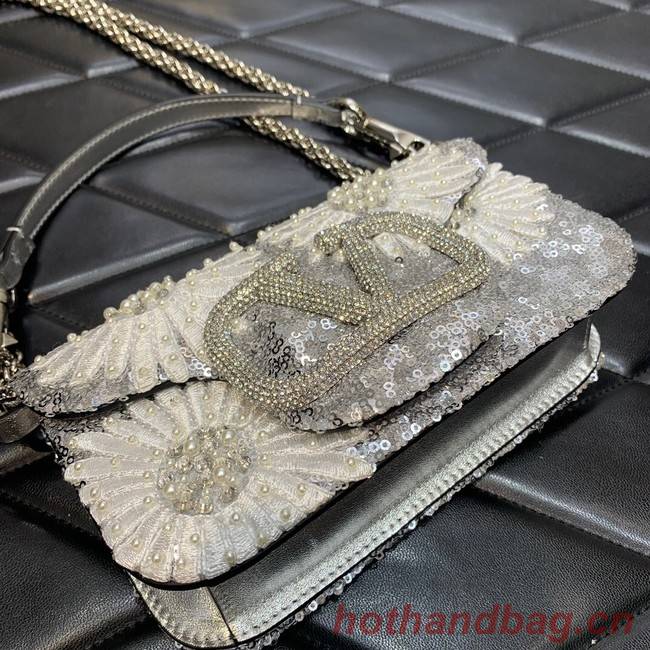 VALENTINO V-logo MINI LOCO sequin and leather bag WA0K53-6