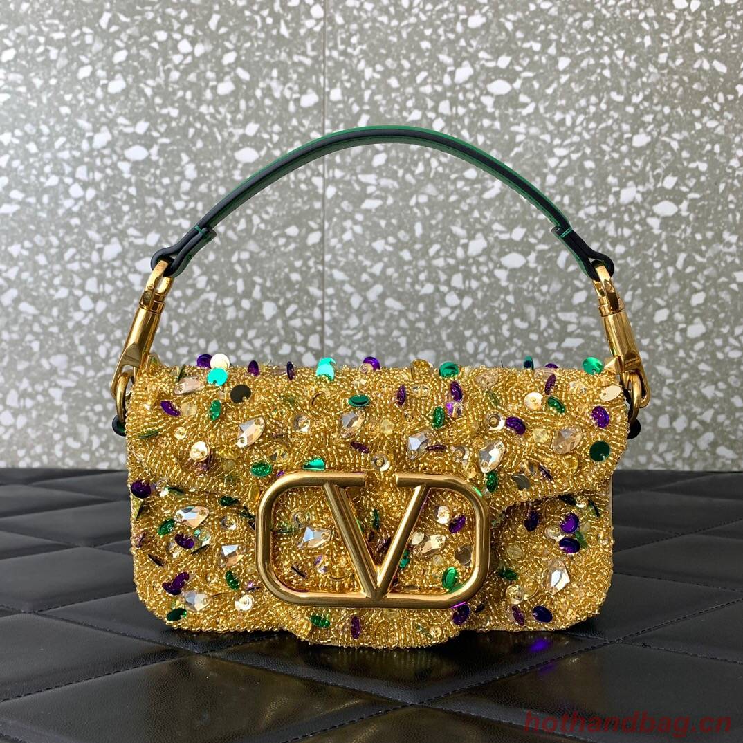 VALENTINO V-logo MINI LOCO sequin and leather bag WA0K53-10