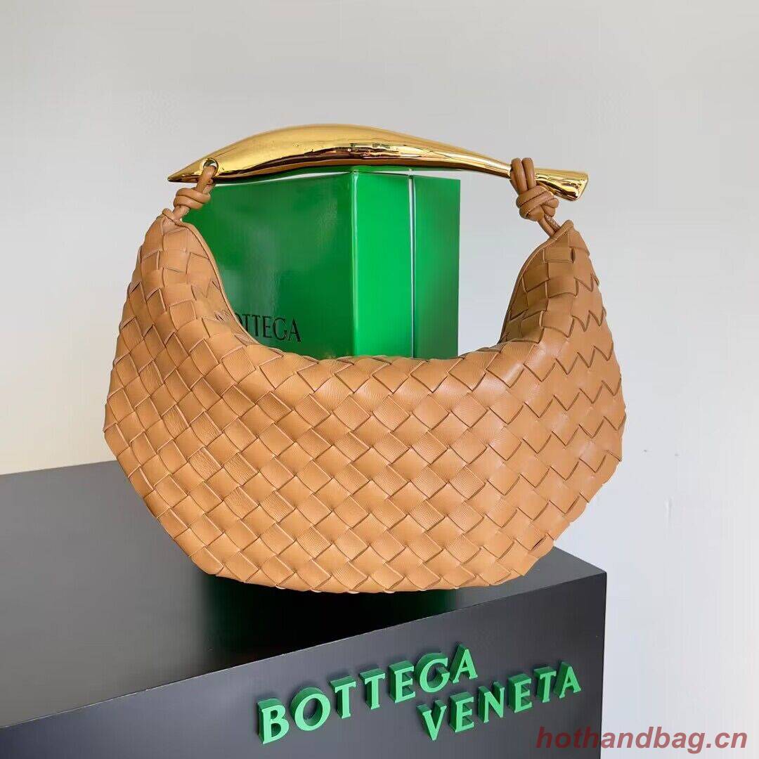Bottega Veneta Sardine Intrecciato Gold Hardware Handle Bag 716082 Brown