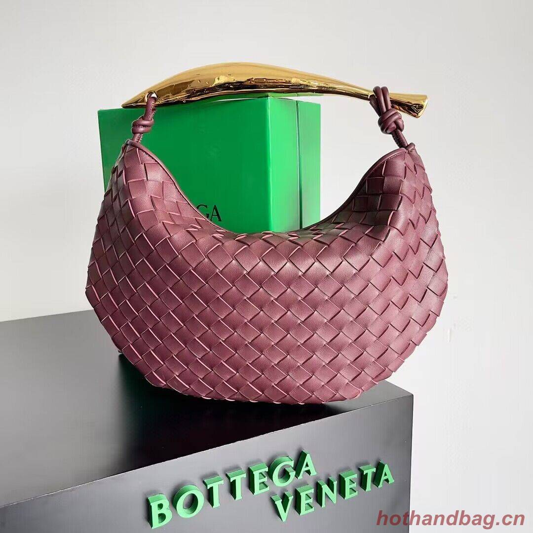 Bottega Veneta Sardine Intrecciato Gold Hardware Handle Bag 716082 Wine