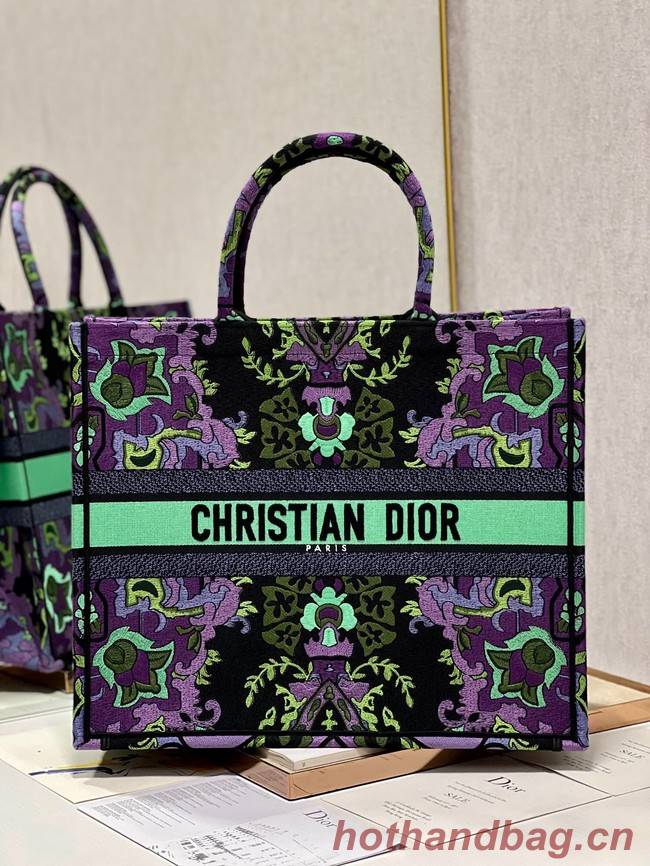 LARGE DIOR BOOK TOTE Multicolor Dior Indian Purple Embroidery M1286ZESK