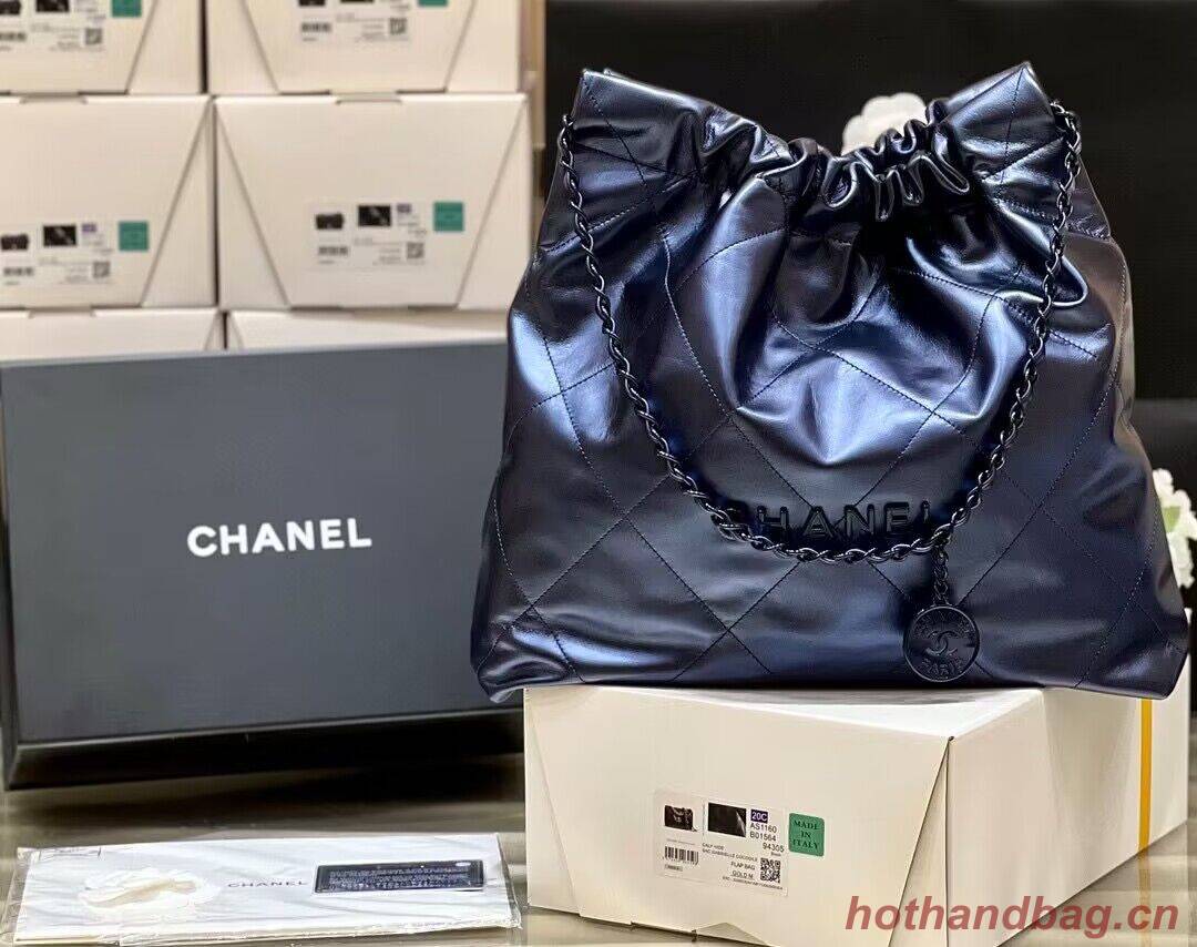 Chanel Calf leather shopping bag AS3261 Navy Blue