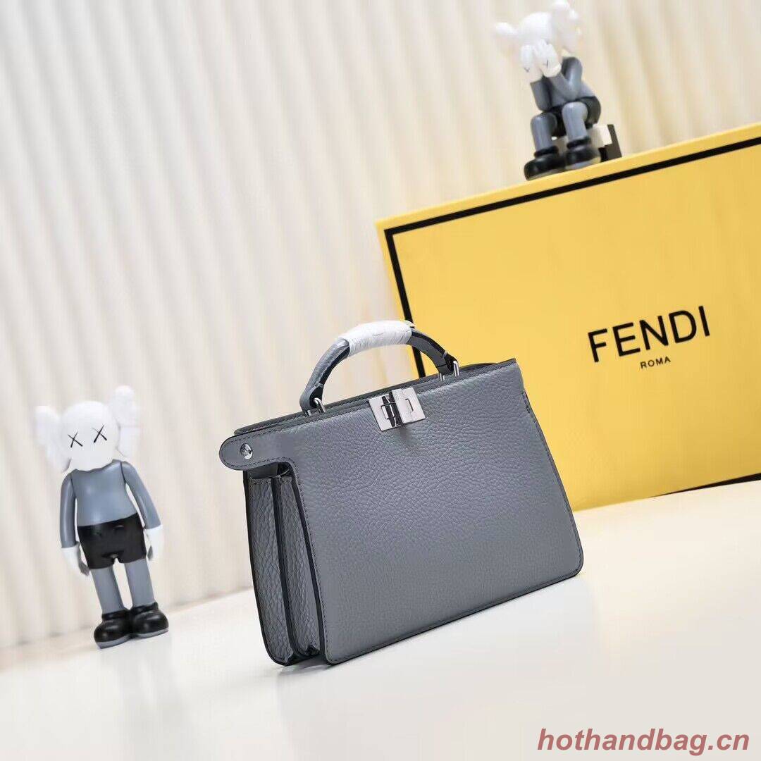 Fendi Peekaboo ISeeU XCross Small Original Leather Bag 2317 Light Gray