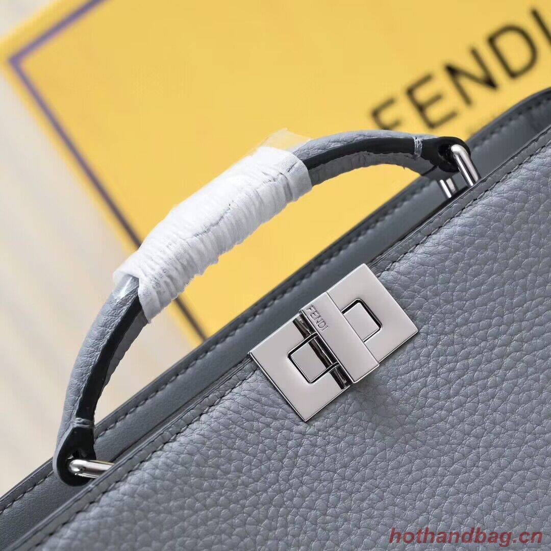 Fendi Peekaboo ISeeU XCross Small Original Leather Bag 2317 Light Gray