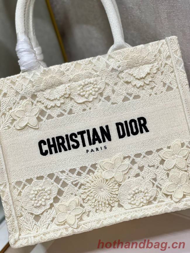 SMALL DIOR DIOR BOOK TOTE D-Lace Embroidery M1296ZRG-1