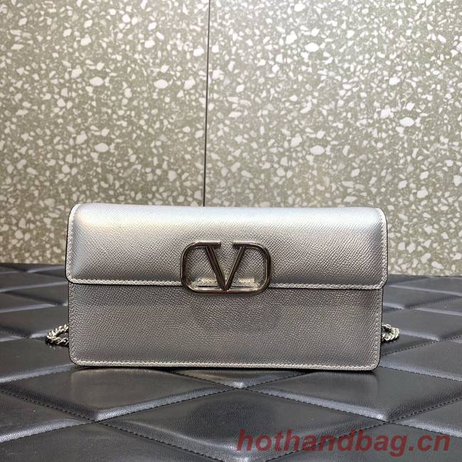 VALENTINO Garavani Rockstud Calfskin Chain bag 0S93VL silver