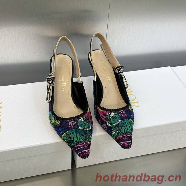 JADIOR SLINGBACK PUMP Embroidered Cotton 93531-1