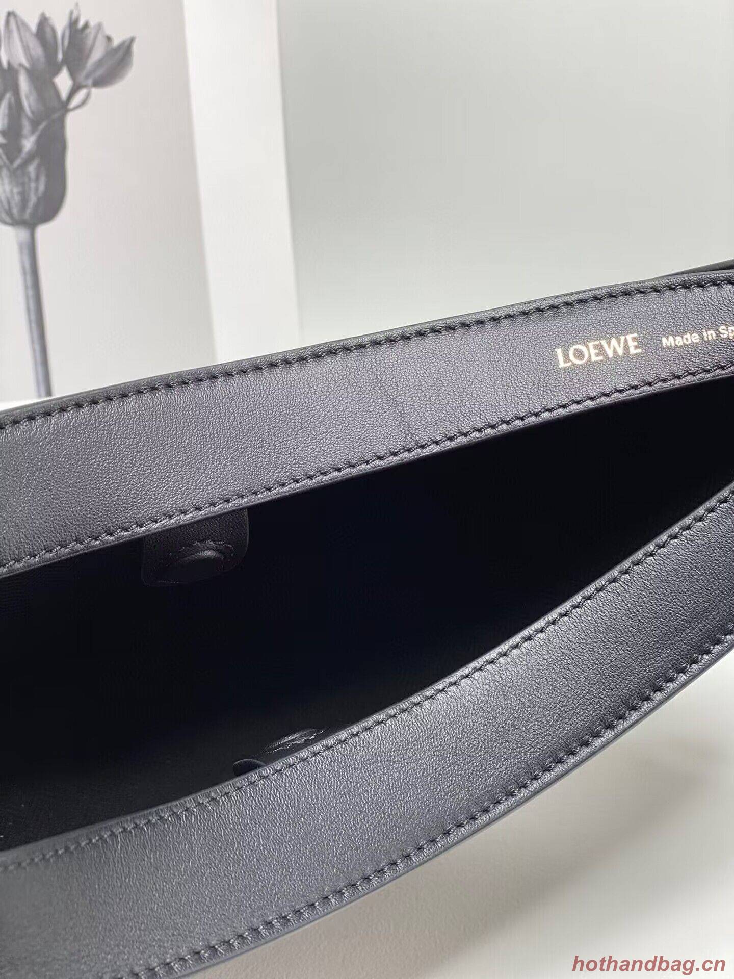 Loewe Original Leather Shoulder Handbag 3073 Black Embroidery