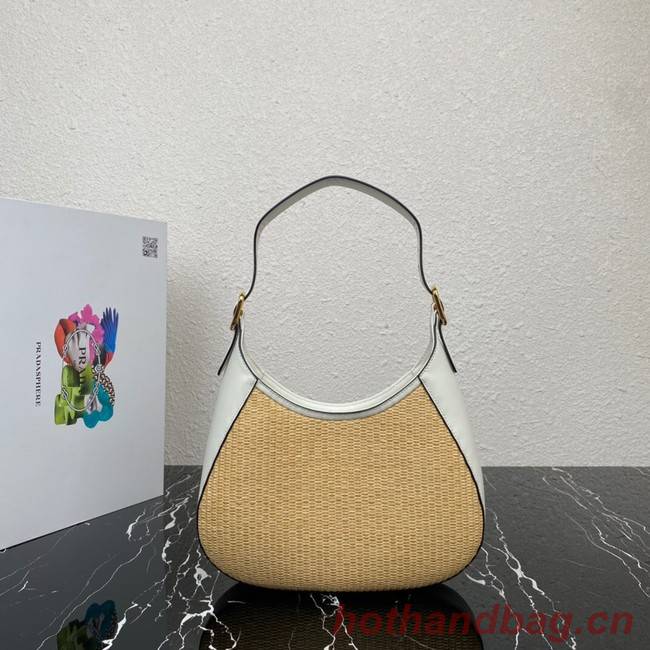 Prada Leather weave shoulder bag 1BC179 white