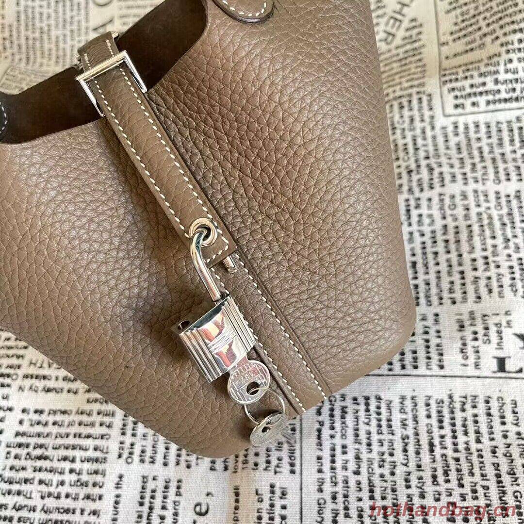 Hermes Mini Picotin 14 Lock Bags Original Togo Leather PL5302 Dark Gray