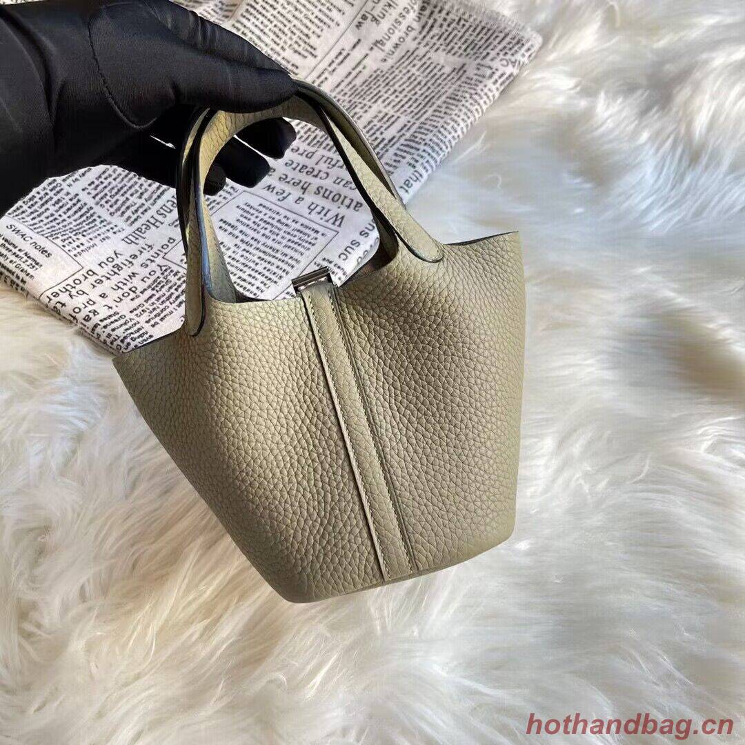 Hermes Mini Picotin 14 Lock Bags Original Togo Leather PL5302 Light Gray