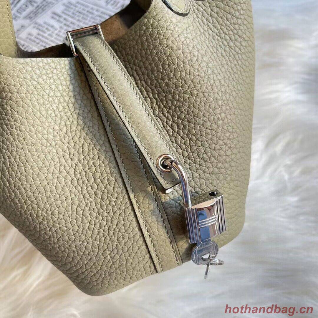 Hermes Mini Picotin 14 Lock Bags Original Togo Leather PL5302 Light Gray