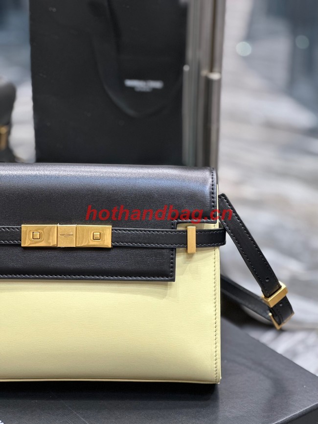 SAINT LAURENT MANHATTAN SMALL SHOULDER BAG IN LEATHER 675626 black&yellow