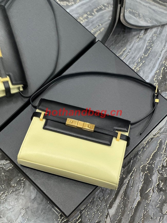 SAINT LAURENT MANHATTAN SMALL SHOULDER BAG IN LEATHER 675626 black&yellow