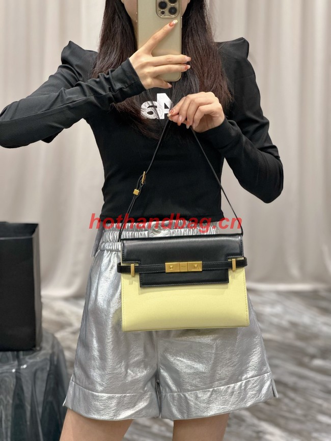 SAINT LAURENT MANHATTAN SMALL SHOULDER BAG IN LEATHER 675626 black&yellow