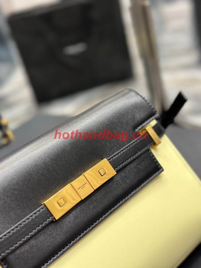 SAINT LAURENT MANHATTAN SMALL SHOULDER BAG IN LEATHER 675626 black&yellow