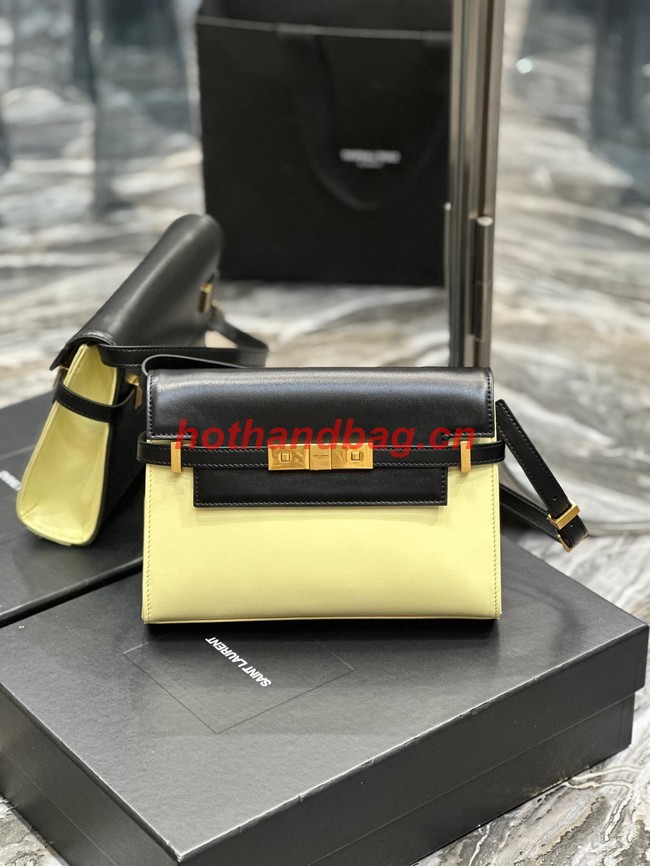 SAINT LAURENT MANHATTAN SMALL SHOULDER BAG IN LEATHER 675626 black&yellow