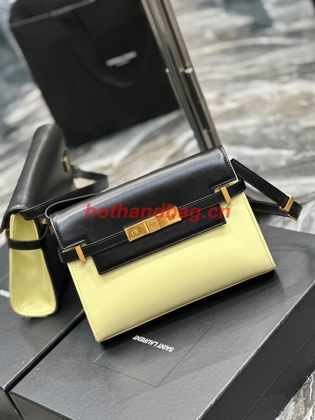 SAINT LAURENT MANHATTAN SMALL SHOULDER BAG IN LEATHER 675626 black&yellow