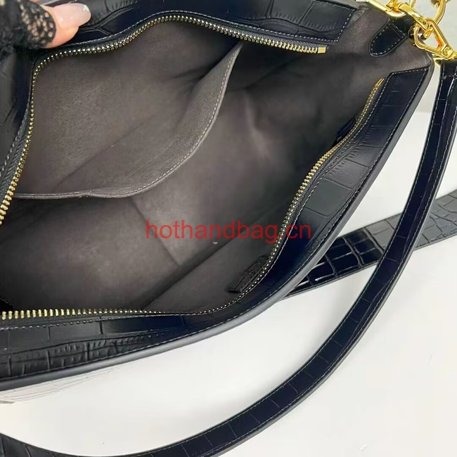 Fendi O Lock Zipper Crocodiles leather bag F1068 black