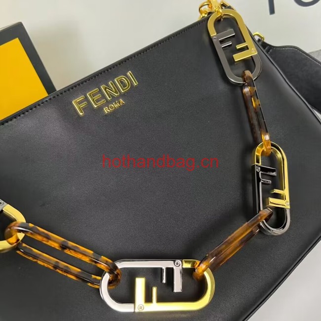 Fendi O Lock Zipper leather bag F1068 black