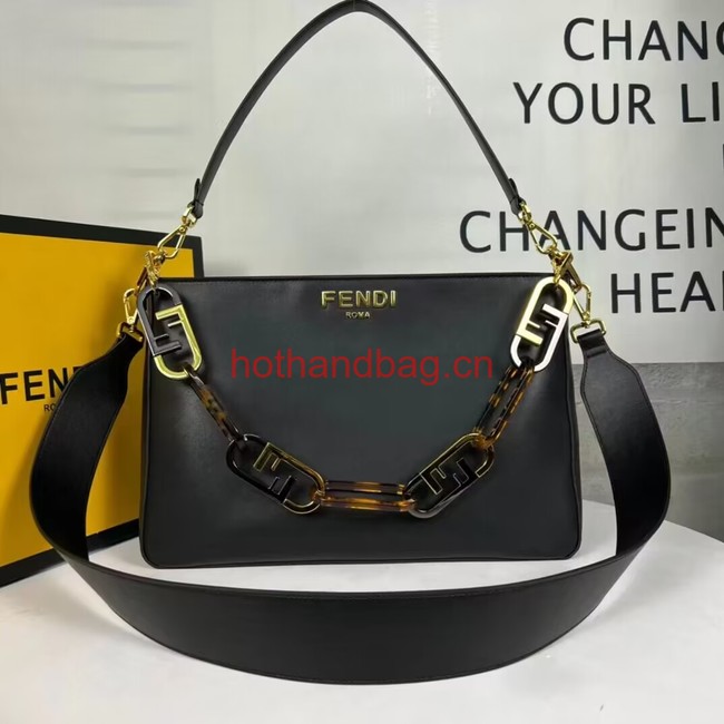 Fendi O Lock Zipper leather bag F1068 black