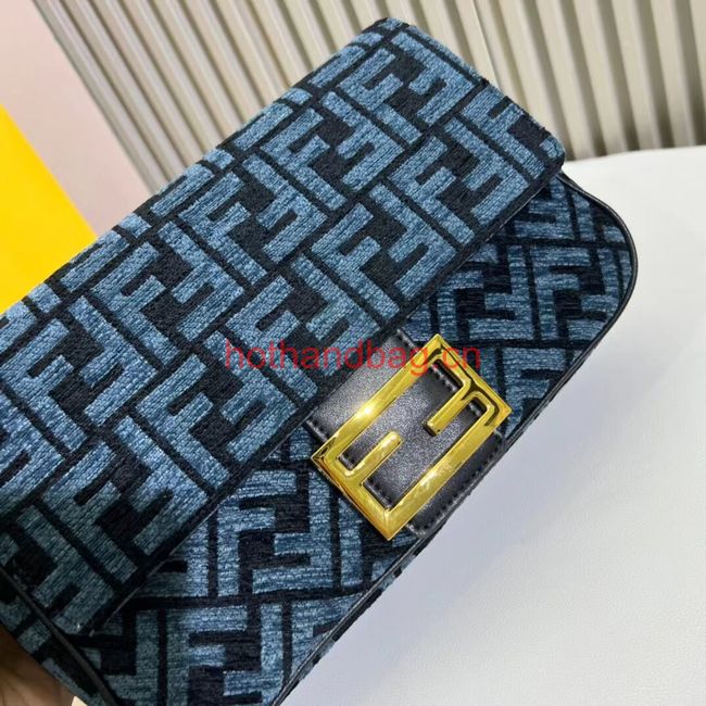 Fendi Baguette canvas bag with FF embroidery F1531 blue