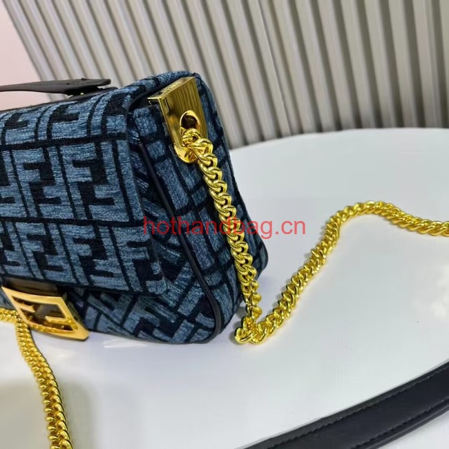 Fendi Baguette canvas bag with FF embroidery F1531 blue