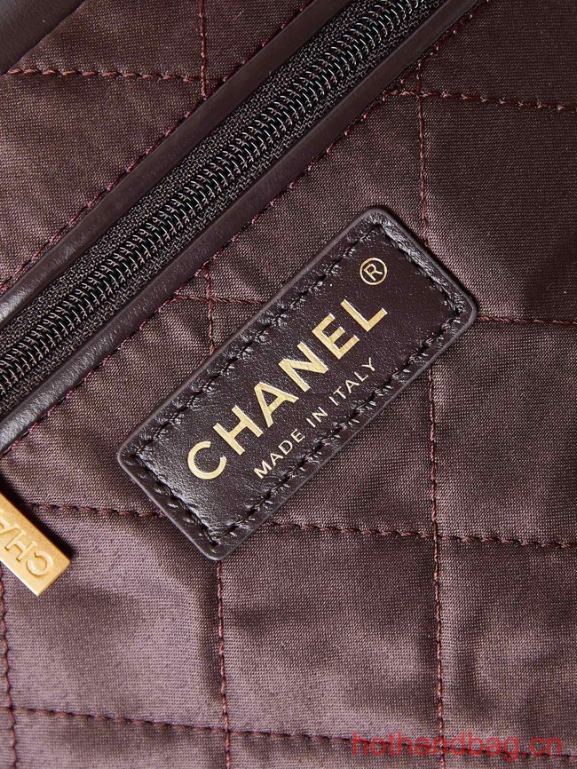 CHANEL 22 HANDBAG AS3261 dark brown