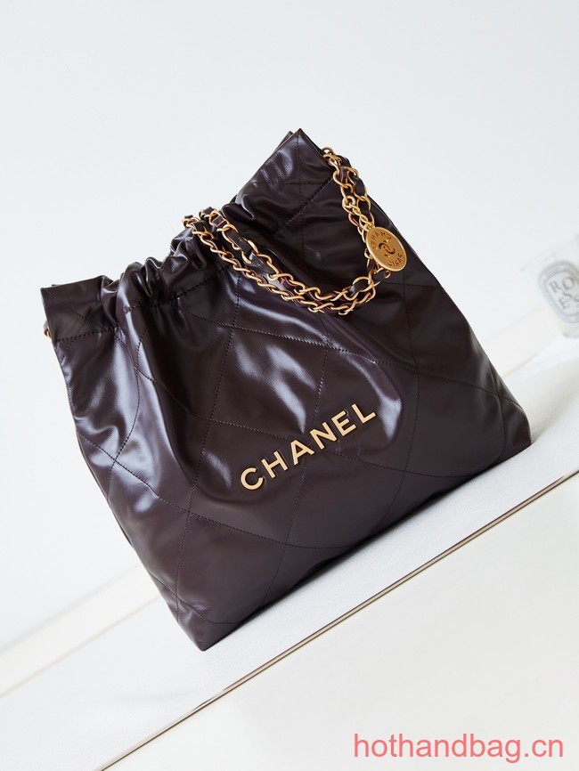 CHANEL 22 HANDBAG AS3261 dark brown