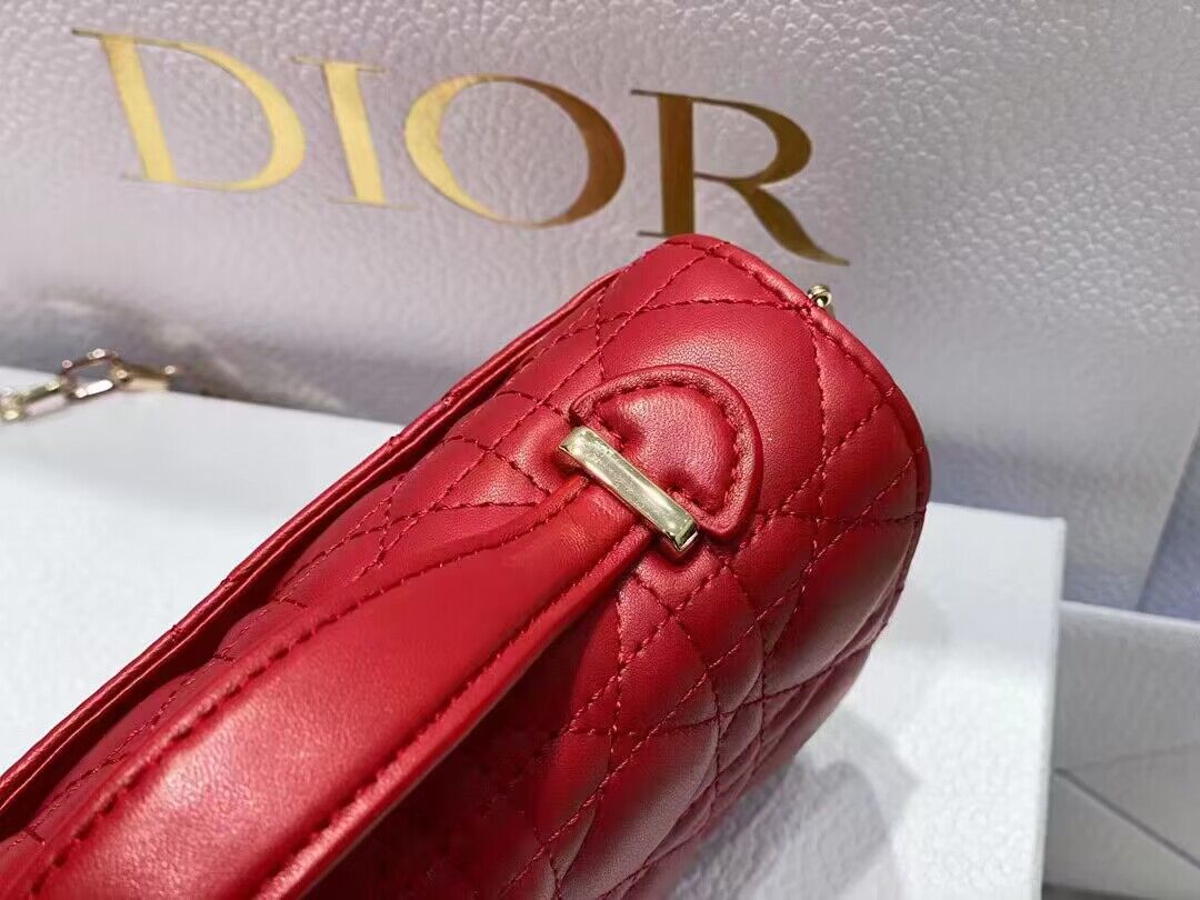 Dior Lady Original Leather Pearl Clutch Bag 6617 Red