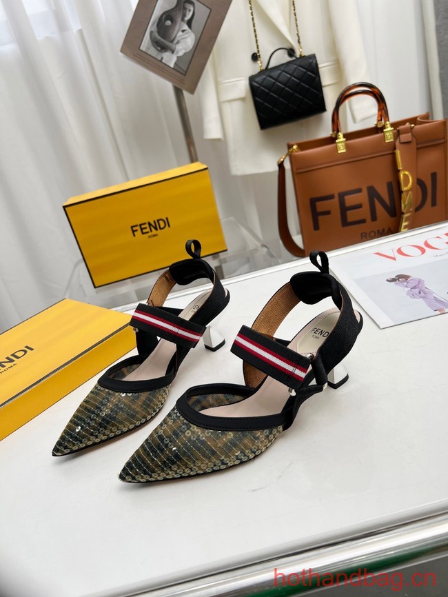 Fendi Colibri mesh high-heeled slingbacks 93615-1