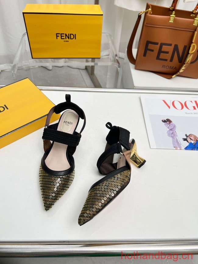 Fendi Colibri mesh high-heeled slingbacks 93615-5