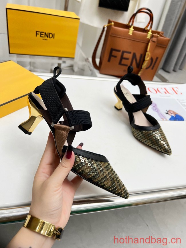 Fendi Colibri mesh high-heeled slingbacks 93615-5