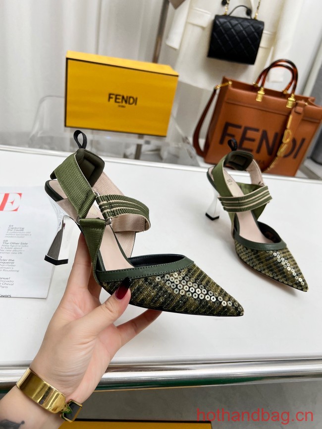 Fendi Colibri mesh high-heeled slingbacks 93616-1