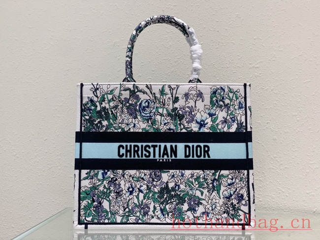 LARGE DIOR BOOK TOTE Multicolor Florilegio Embroidery M1286ZEMF-2