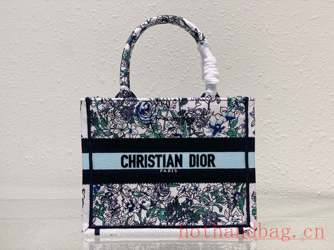 SMALL DIOR BOOK TOTE Multicolor Florilegio Embroidery M1296ZRG-2