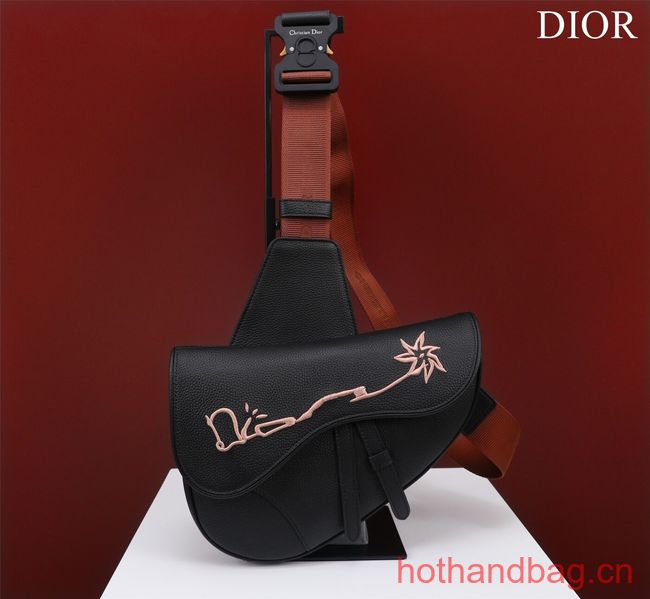 Dior Essentials SADDLE BAG Grained Calfskin 1ADPO093G BLACK