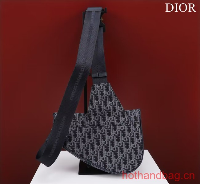 Dior Essentials SADDLE BAG Oblique Jacquard 1ADPO093 dark blue