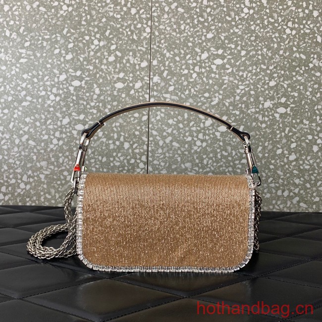 VALENTINO MINI LOCO imitation crystal shoulder bag WB0K53SL Apricot