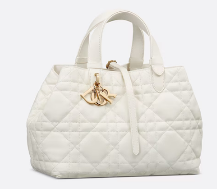 MEDIUM DIOR TOUJOURS BAG Latte Macrocannage Calfskin M2821OS white