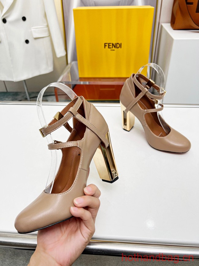 Fendi Delfina Dove gray leather high-heeled court shoes 93658-1