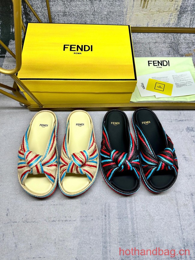 Fendi Feel raffia slides 93667-2