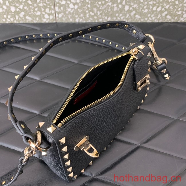 VALENTINO Rockstud small grain calfskin messenger bag YS097 black