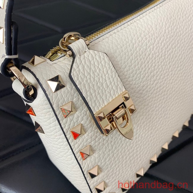 VALENTINO Rockstud small grain calfskin messenger bag YS097 white